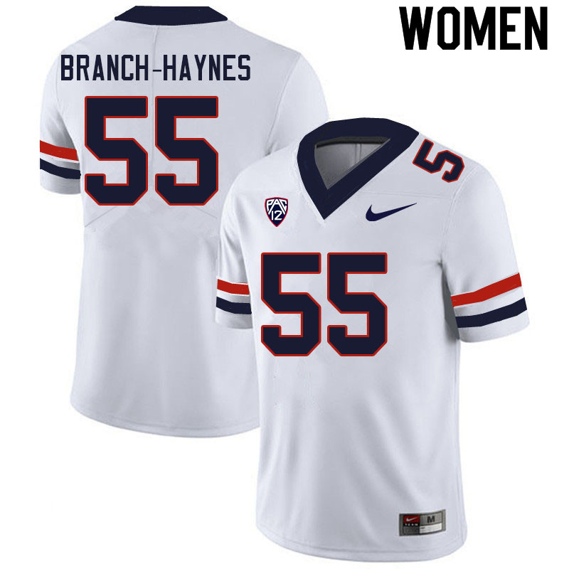 Women #55 Evan Branch-Haynes Arizona Wildcats College Football Jerseys Sale-White - Click Image to Close